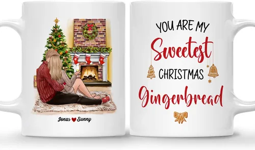 Miniatura 15 de Gossby Taza de café de Navidad personalizada para parejas y perros, personalizada con diseño, nombre, regalo de Navidad para novia, novio, esposa