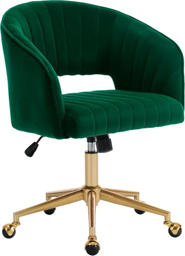 Miniatura 19 de Silla de Oficina para Casa Giratoria de Tela de Pana Silla de Escritorio Sillón de Acento Tapizado Sillas Modernas Capitoné con Base Dorada