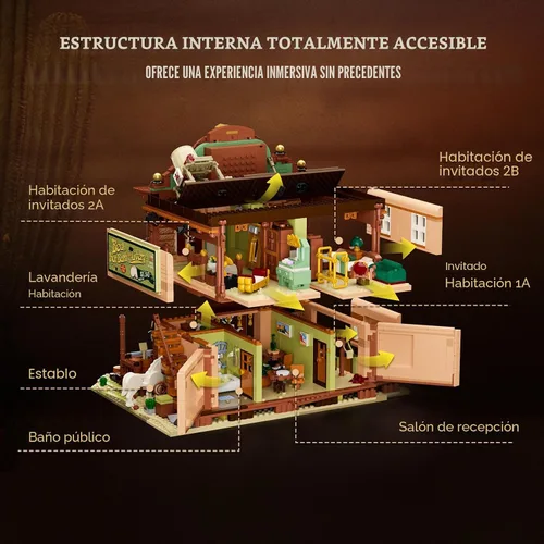 Miniatura 3 de Lumibricks Western-Inn - Juego de 2682 piezas de construcción de hotel de construcción ligera The Old West Inn para adultos y amantes del oeste