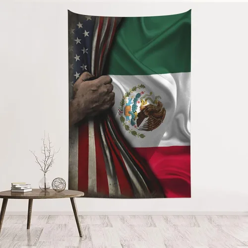 Miniatura 21 de Tapiz de mitad de bandera estadounidense y bandera de Jamaica de 60 x 40 pulgadas, divertido tapiz estético, arte de pared para dormitorio, sala