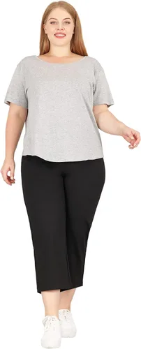 Miniatura 5 de Bamans Pantalones capri de talla grande para mujer, elásticos, cómodos, de pierna recta, para el trabajo, con bolsillos