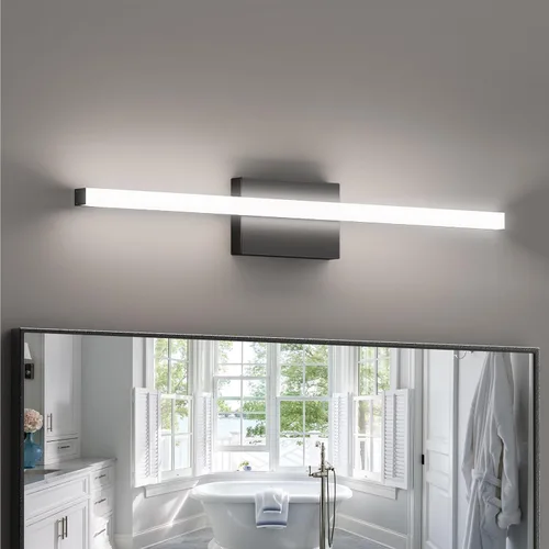 Miniatura 7 de Barra de luz LED moderna para tocador de baño, 30 pulgadas, 28 W, 2400 lúmenes, 5CCT, regulable, lámpara de baño negra e iluminación de espejo
