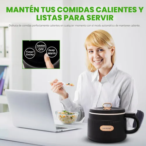 Miniatura 4 de NutriChef Arrocera eléctrica portátil de 1.6 cuartos y máquina de almuerzo Revestimiento de cerámica multifuncional y antiadherente Panel