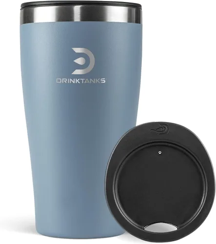 DrinkTanks - Vaso aislado para manualidades, taza de acero inoxidable, vaso de 16 onzas con tapa, vaso de acero inoxidable para agua, café, cerveza,