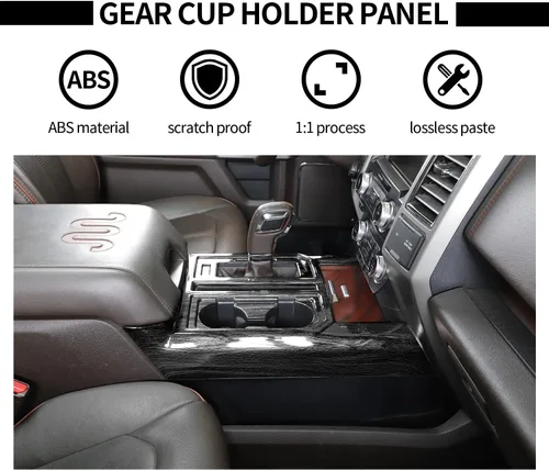 Miniatura 4 de Voodonala Cubierta de panel de consola de engranajes estilo madera negra para Ford F150 2015-2020 (madera negra, 1 unidad, ABS)