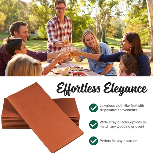 Miniatura 3 de SimuLinen Terracotta Linen Feel Servilletas de Cena Desechables - Servilletas de Otoño Tipo Tela Naranja Quemado, Pumpkin Spice, 16"x16", Caja de 200