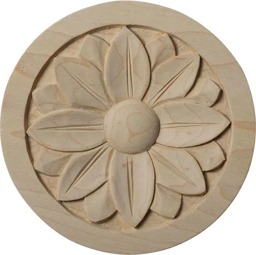 Miniatura 5 de Ekena Millwork ROS03X03BERW Roseta redonda Bedford, 3 1/2 pulgadas de ancho x 3 1/2 pulgadas de alto x 1/2 pulgadas de P, madera de caucho
