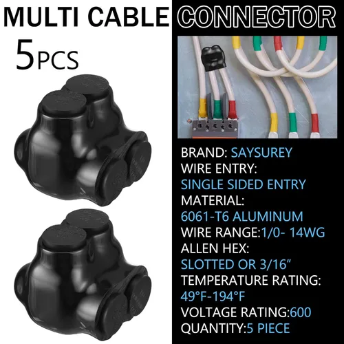 Miniatura 2 de 5 conectores de cable múltiple aislados, 2 puertos, empalme de entrada única, conectores de alimentación eléctrica, terminales de interconexión