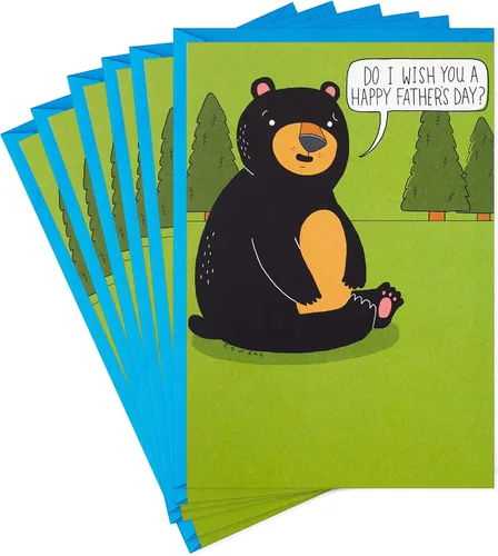 Hallmark Shoebox - Paquete de tarjetas divertidas para el día del padre, oso en el bosque (6 tarjetas con sobres para papá, hijo, hermano, abuelo,