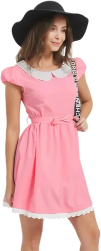 Miniatura 2 de TULIPTREND Women's Doll Collar Casual Dresses Short Sleeve Pink Dress