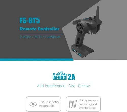 Miniatura 3 de Goolsky Flysky FS-GT5 2.4G 6CH Transmisor Control remoto con receptor FS-BS6 para RC Car Crawler Boat