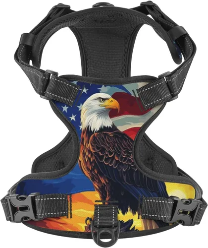 Miniatura 16 de 250th USA Anniversary Reflective Dog Harness No Pull Soft Vest Harness for Small Medium Large Dog Puppy Pets (Small Size)