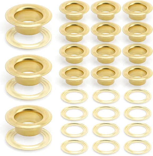 Miniatura 12 de CRAFTMEMORE Juego de 100 ojales de metal de bronce de latón antiguo con arandelas para núcleos de cuentas, ropa, cuero, lona (latón antiguo)