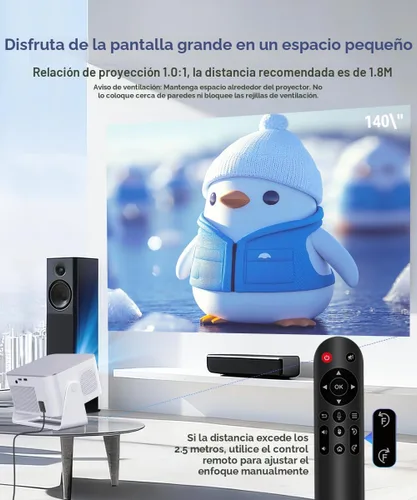Miniatura 5 de Proyector Mini Android 14 con Soporte 4K 8K, Proyector Inteligente con Wifi y Bluetooth, 600 ANSI, Enfoque Automático y Keystone, Evitción