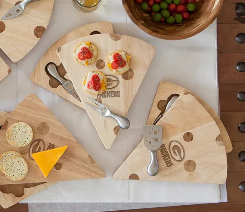 Miniatura 2 de PICNIC TIME Green Bay Packers - Juego de tablas de cortar y herramientas de queso suizo