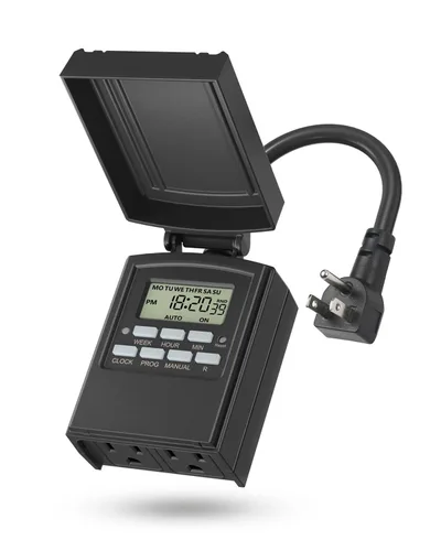 Miniatura 12 de BN-LINK Temporizador de luz mecánico para exteriores de 24 horas, impermeable, resistente, 15 A 1/2 HP, 1 toma de temporizador con conexión a tierra