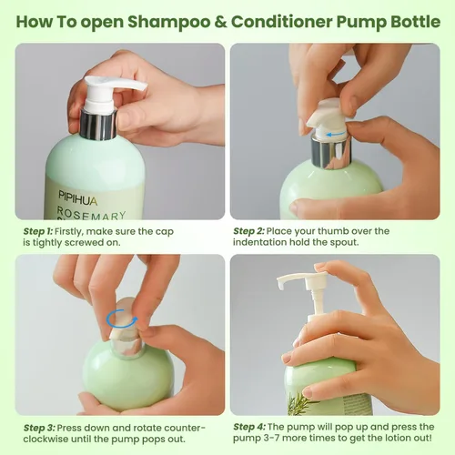 Miniatura 6 de Set de champú y acondicionador para el crecimiento del cabello con romero: infundido con aceite de árbol de té, menta y biotina - Limpia y ayuda a