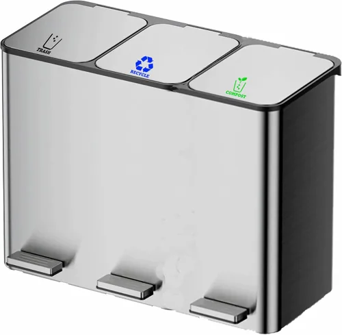 Miniatura 7 de Juego de 3 calcomanías de vinilo de reciclaje para basura, contenedor de compost, símbolo de cubo de reciclaje para organizar contenedores de basura