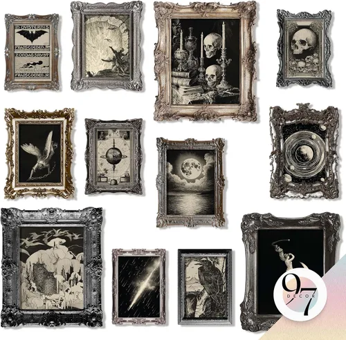 97 Decor Impresiones de Arte de Pared Gótico Oscuro - Decoración de Habitación Gótica de Halloween Estética Imágenes Espeluznantes, Pósteres