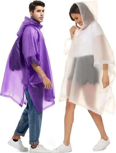 Miniatura 21 de Paquete de 2 ponchos de lluvia para adultos, reutilizables, impermeables, de supervivencia, emergencia, resistente, con capucha con cordón