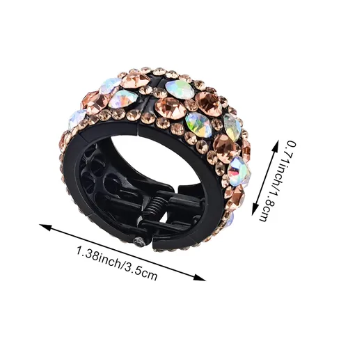 Miniatura 2 de Paquete de 4 pinzas para el cabello con diamantes de imitación para cola de caballo alta, pinzas antideslizantes con diamantes de imitación