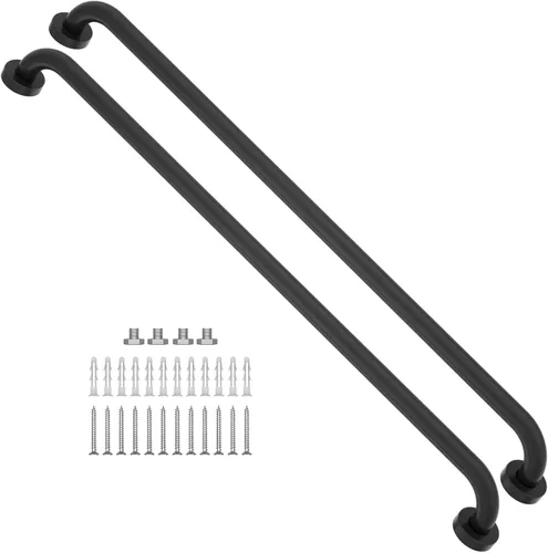 Miniatura 17 de Paquete de 2 barras de agarre negras para ducha de 24 pulgadas, mango de acero inoxidable para baño, barra de equilibrio de ducha de baño, soporte