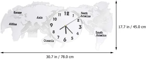 Miniatura 7 de HEALLILY Reloj de pared con mapa del mundo, mapa del mundo, reloj colgante digital que brilla en la oscuridad, suministros de pared para oficina