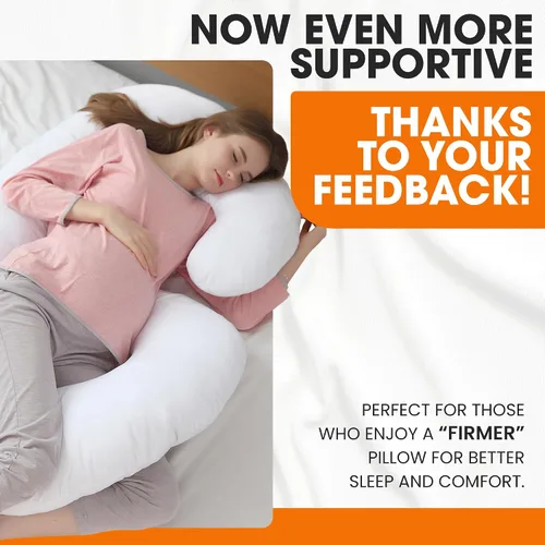 Miniatura 5 de Cheer Collection Almohada corporal en forma de J – Almohada alternativa de plumón de cuerpo completo para dormir de lado, embarazo, cuello y hombro