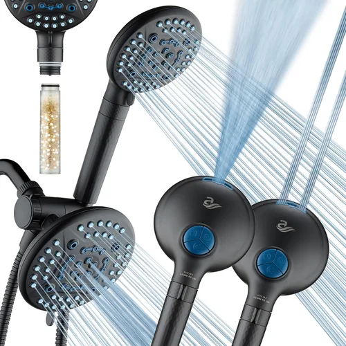 Miniatura 9 de AquaCare High Pressure 6-way Dual Shower Head Combo with Built-in Filter & Power Wash - Clean Tub, Tile & Pets. Remove Chlorine, Lead & Toxins from