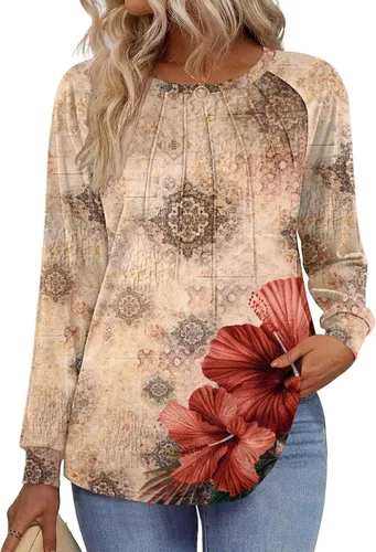 Miniatura 4 de Zeagoo Blusas de otoño para mujer, camisas de manga larga, blusas casuales de algodón, blusas plisadas elegantes 2025