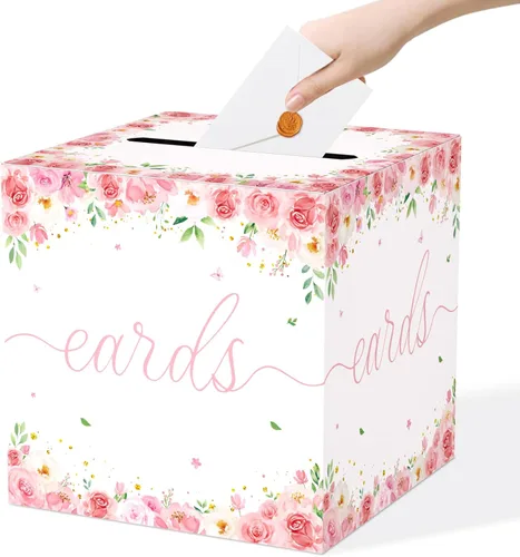 Miniatura 10 de QISOLIY Caja Negra para Tarjetas Cajas de Tarjetas de Boda para Recepción Portador de Caja de Tarjetas de Regalo Caja de Dinero para Graduaciones