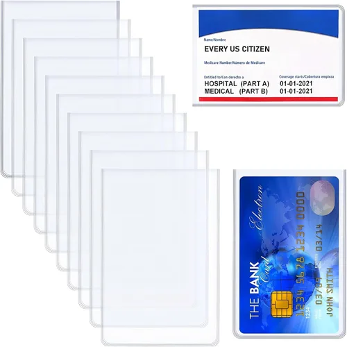 Miniatura 8 de Zonon Paquete de 48 fundas protectoras para tarjetas de seguridad social de 24 mil, soporte de plástico impermeable de PVC transparente, fundas