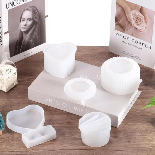 Miniatura 5 de PATIKIL Molde de silicona para maceta, pequeño ovalado, molde para plantas suculentas para decoración del hogar y jardín