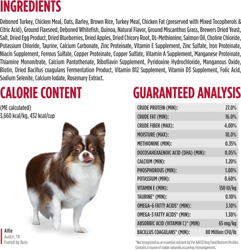 Miniatura 4 de Nulo Frontrunner Ancient Grains - Alimento para perros de raza pequeña con alto contenido de proteínas, receta de pavo, pescado blanco y quinua