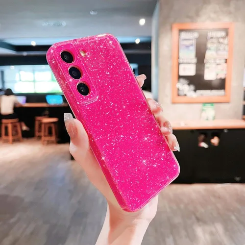 Miniatura 3 de MINSCOSE Compatible con Samsung Galaxy S22 5G Case, Bonito Color Neón Brillante, Purpurina Brillante Delgada Slim A Prueba de Golpes Silicona Rosa