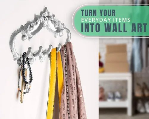 Miniatura 7 de Comfify Perchero de pared de hierro fundido, diseño rústico con 5 ganchos, organizador de metal resistente para llaves, toallas, batas y ropa