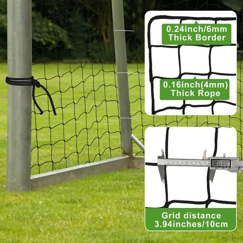 Miniatura 4 de Red de fútbol de nailon resistente, barrera deportiva fácil de instalar con cuerda y hebillas, 10 pies/15 pies/20 pies/30 pies/40 pies