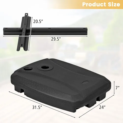 Miniatura 4 de Tangkula Base universal de sombrilla compensada, base resistente rellena de agua y arena con base cruzada y ruedas, soporte de paraguas con ruedas