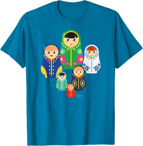Miniatura 6 de Matryoshka Russian Nesting Dolls, Rusia - Camiseta de regalo, Azul / Patchwork, S