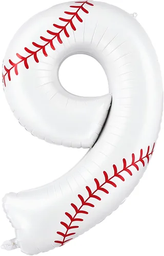 Miniatura 7 de Jenaai Globos de béisbol con el número 7 de 40 pulgadas, decoraciones de fiesta de cumpleaños, globos de aluminio grandes para cumpleaños, baby