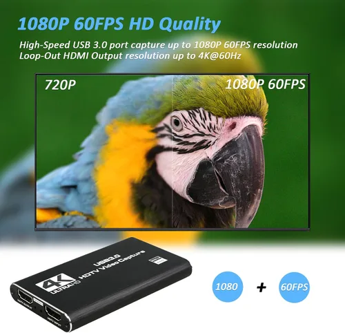 Miniatura 2 de TCNEWCL Tarjeta de captura de video de audio 4K, dispositivo de captura de video HDMI USB 3.0, Full HD 1080P, entrada de audio de 0.138 in, HDCP