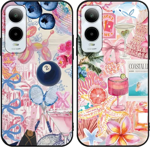 Miniatura 31 de Paquete de 2 Fundas de Teléfono con Lazo Rosa para Gabb Phone 4 6.1", Fundas con Patrón de Flores Florales con Lazo de Cinta Kawaii Lindo de Dibujos