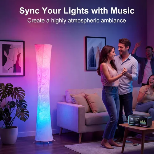 Miniatura 5 de Lámpara de pie RGB, lámpara LED inteligente que cambia de color, sincronización de música, control remoto por aplicación, lámpara de pie de 157 cm