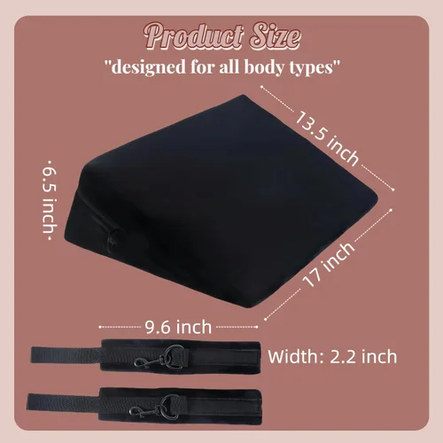 Miniatura 6 de KBYHZ Sex Furniture Almohada de espuma con esposas Posición Cojines Posicionamiento Almohadas Negro