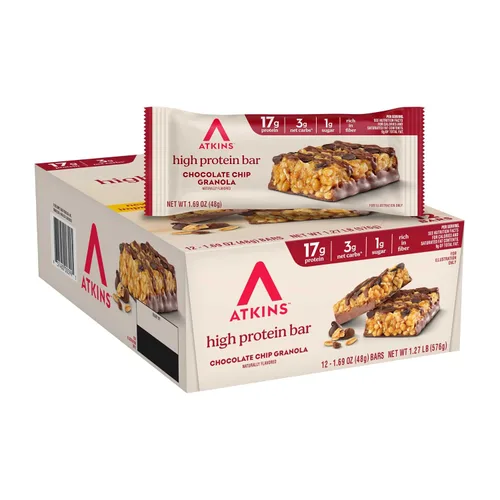 Miniatura 8 de Atkins Barrita de yogur griego de arándanos y fresas con alto contenido de proteínas, alta fibra, apta para dieta cetogénica, 12