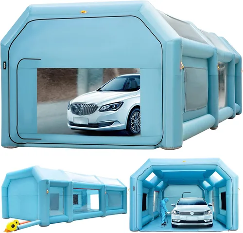 Miniatura 14 de VEVOR Cabina de Pintura Inflable Portátil, Cabina de Pulverización Inflable de 13 x 8 x 8 pies, Carpa de Pintura para Automóvil con Sistema
