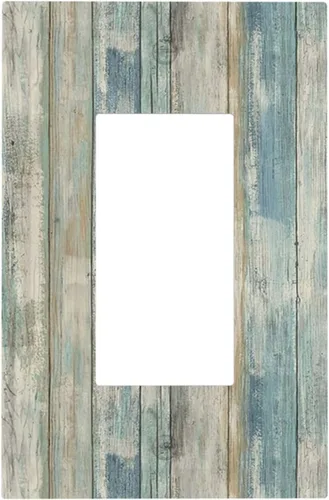 Miniatura 113 de Placa de pared dúplex de receptáculo de dispositivo de 1 gang de madera envejecida blanca gris con veta de tablón, cubierta de enchufe eléctrico