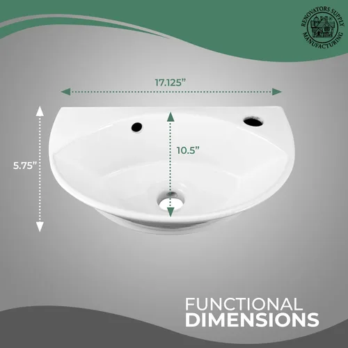 Miniatura 2 de Pequeño fregadero de baño de montaje en pared blanca con orificio único para llaves, desbordamiento Suministro del renovador
