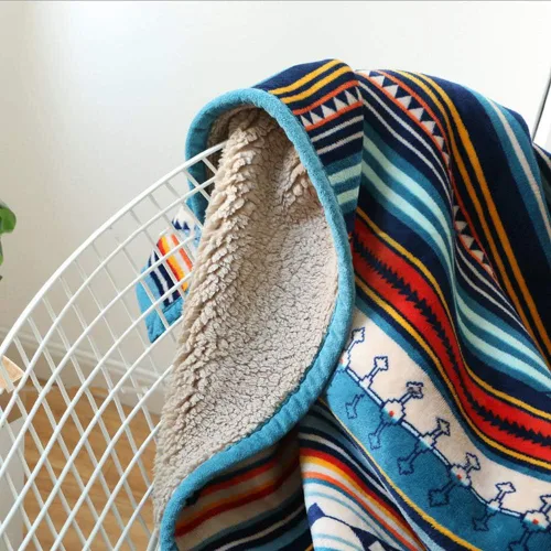 Miniatura 7 de UKELER - Manta Boho Sherpa 60" x 50" - Mantas de franela suaves y esponjosas para cama/sofá/oficina/camping A-bohemio