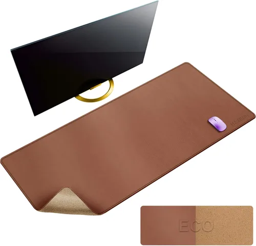 Miniatura 35 de MAIDERN Cubierta de mesa estrecha de 39.4" x 7.9", tapete reversible de cuero y corcho para mesa consola, protector de mesa largo y delgado